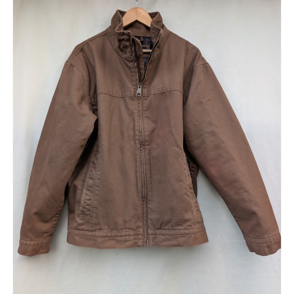 DRI DUCK Maverick Work Jacket Mens L Brown Canvas Flannel Lined Workwear Utility